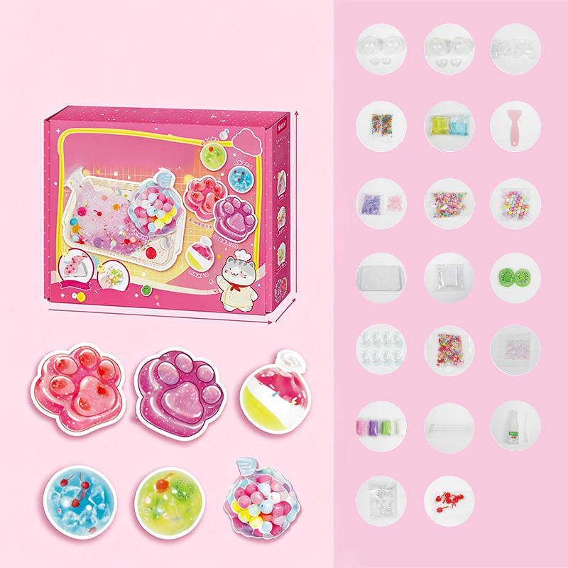 🐱 DIY Ice Cream French Fry Squishy Kit – Cute Cat Paw Design, Sensory Play & Stress Relief Toy for Kids✨