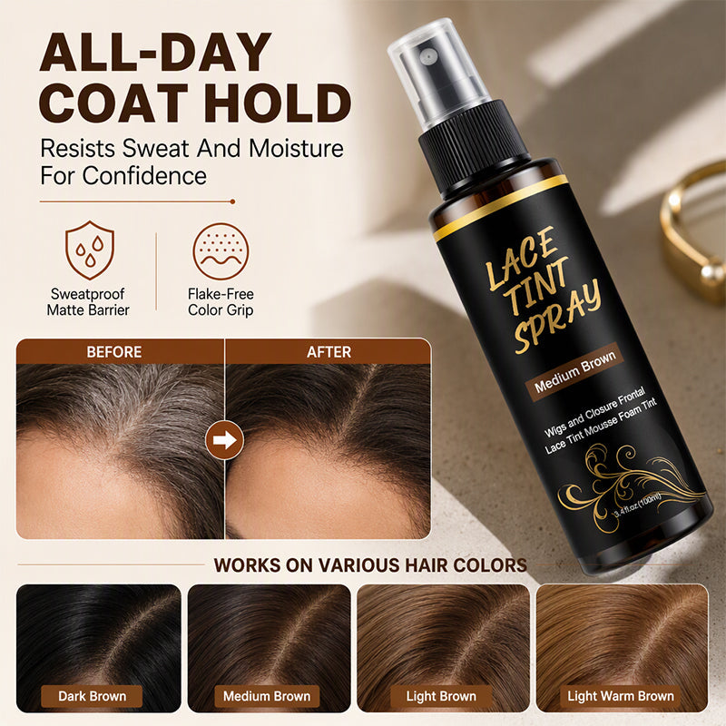 💇 Lace Tint Spray for Wigs & Frontals – Quick-Dry Root Tinting Mist for Seamless Brown Hair Blending